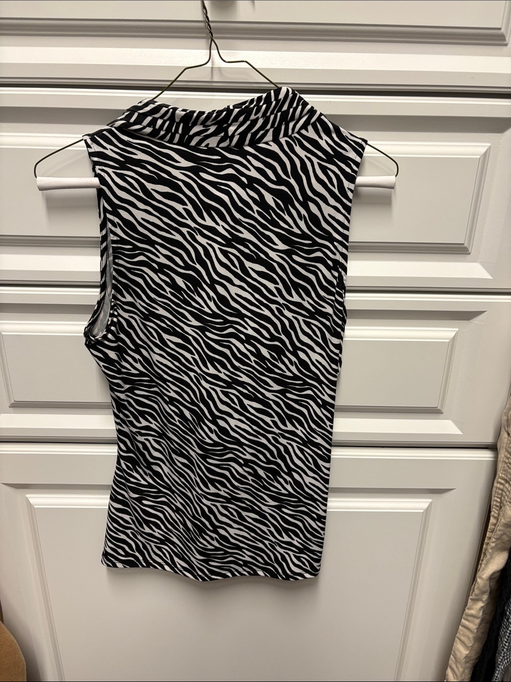 White House Black Market Black & White Zebra-Print Sleeveless Wrap Camisole - Picture 3 of 3